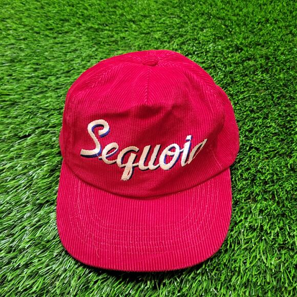 VTG 80s Corduroy Sequoia Embroidered Snapback Hat Made in Korea - Picture 2 of 6